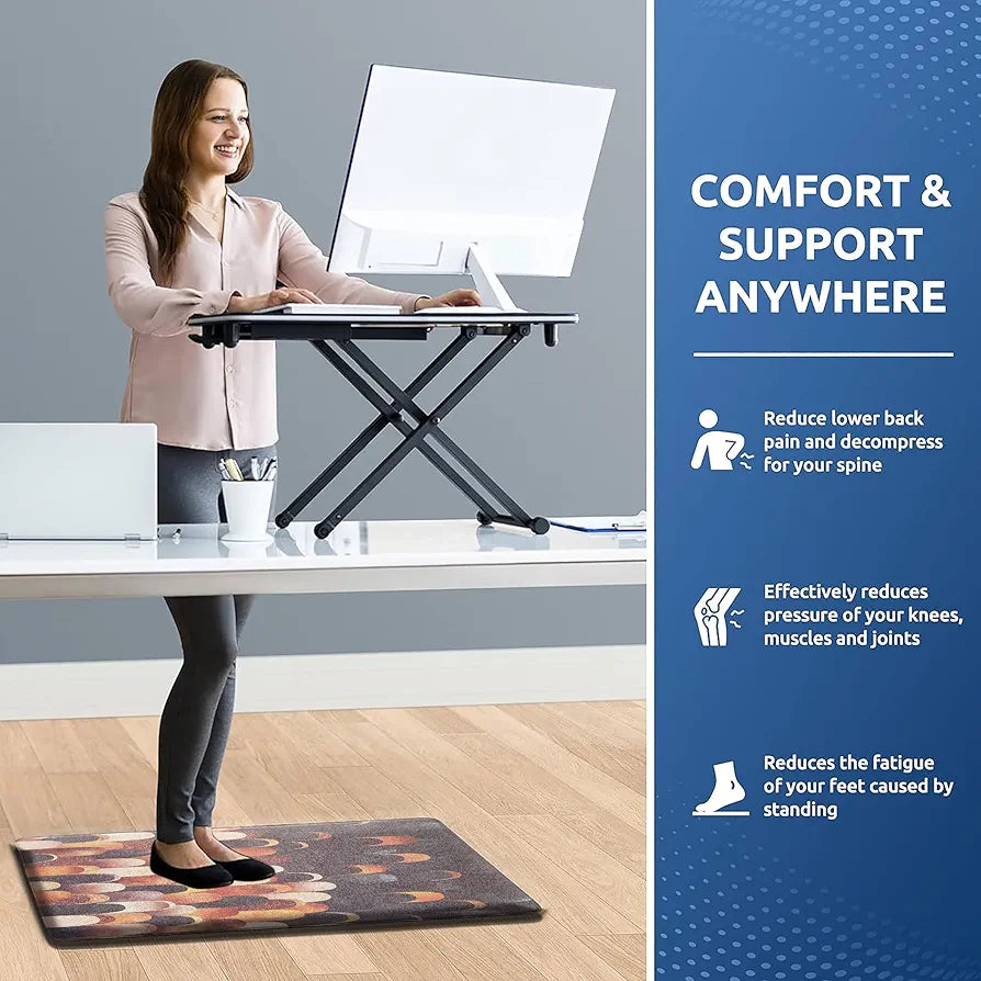 Luxe Home Columbo Anti-Fatigue Kitchen Mat - 51x99 cm Non-Slip Cushioned Comfort Mat - Warm Gradient Pattern Standing Desk Mat - Waterproof and Easy to Clean for Home and Office